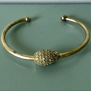 Gold and rhinestone cuff bracelet